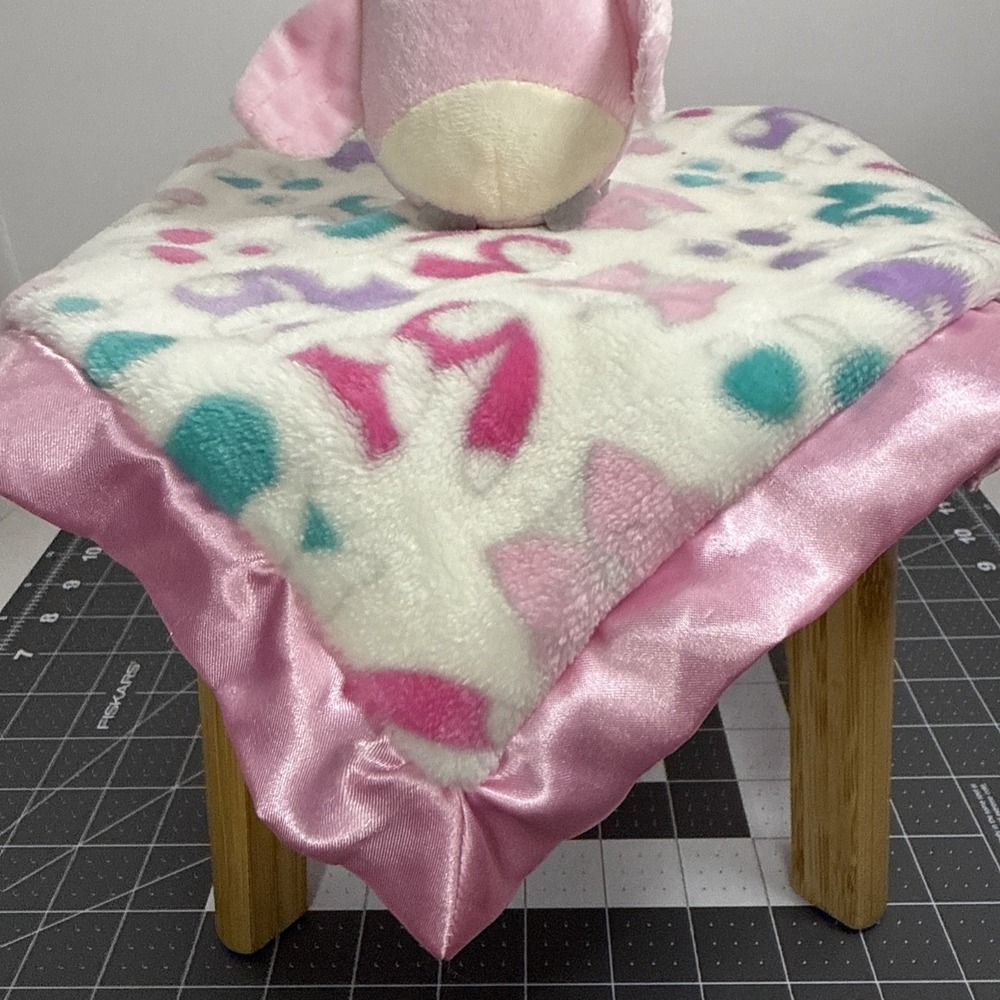Lightning Bug Pink White Teal Owl Fox Security Blanket Satin Back Baby Lovey 13" - Picture 3 of 10